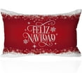 thumbnail image 1 of Christmas Pillow Covers 12x20 \u2013 Feliz Navidad Throw Pillow Case with Snowflakes \u2013 Red Holiday Cushion Cover for Couch or Latino Christmas Decor, 1 of 6