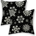 thumbnail image 1 of Christmas Pillow Covers 16x16 Inch 2 Pcs, Black White Snowflakes Decorative Throw Pillows for Couch, Xmas Winter Outdoor Decor Pillowcase Linen Cushion Cover for Bed Sofa, 1 of 6