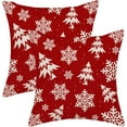 thumbnail image 1 of Christmas Pillow Covers 16x16 Inch 2 Pcs Red Cream Christmas Tree Decor Throw Pillows Winter Snowflakes Xmas Holiday Farmhouse Decorations Pillowcase Linen Cushion Cover for Couch Sofa Bed, 1 of 5