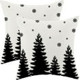 thumbnail image 1 of Christmas Pillow Covers 16x16 Inch Set of 2 Cream Black Christmas Tree Snowflakes Decor Throw Pillows Winter Xmas Holiday Outdoor Cushion Cases for Couch Bed Decorations, 1 of 6