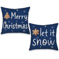thumbnail image 1 of Christmas Pillow Covers 16x16 Inch Set of 2, Snowflake Merry Christmas Let it Snow Holiday Quote Decor Decorative Throw Cushion Cases Winter Decoration for Home Party Sofa Couch, Navy Blue, 1 of 5