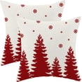 thumbnail image 1 of Christmas Pillow Covers 16x16 Inch Set of 2 White Red Christmas Tree Snowflakes Decor Throw Pillows Winter Xmas Holiday Outdoor Cushion Cases for Couch Bed Decorations, 1 of 6