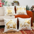 thumbnail image 1 of Christmas Pillow Covers 16x16 Inch Set of 4 Glitter Nativity Religious Pillow Case White Christmas Xmas Winter Home Decor Living Room House Decorative Cushion Case for Sofa Couch, 1 of 6