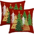 thumbnail image 1 of Christmas Pillow Covers 16x16 Inch Set of 2 Christmas Tree Red Decorative Pillow Covers Winter Holiday Cushion Cases Decor for Home Couch Sofa, 1 of 6