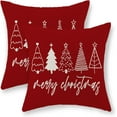 thumbnail image 1 of Christmas Pillow Covers 16x16 Set of 2 Christmas Decor Linen Pillowcase Winter Christmas Decorative Red Throw Pillows Christmas Tree Holiday Decor Outdoor Cushion Covers for Couch Home Decor, 1 of 6