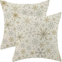 Christmas Pillow Covers 16x16 Set of 2, Linen Pillowcase With Winter Snowflake Decoration, Throw Pillows for Holiday Decor, Outdoor Cushion Covers for Couch, Home