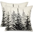 thumbnail image 1 of Christmas Pillow Covers 16x16 inch Set of 2 Watercolor Black Christmas Tree Decorative White Throw Pillow Covers Winter Famliy Decoration for Home Couch 32C, 1 of 6