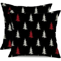 Christmas Pillow Covers 16x16 inch Set of 2 Christmas Tree Decorative Black Throw Pillow Covers Winter Famliy Decoration for Home Couch TH-30H16