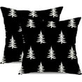 thumbnail image 1 of Christmas Pillow Covers 16x16 inch Set of 2 Christmas Tree Decorative Black Throw Pillow Covers Winter Famliy Decoration for Home Couch, 1 of 6