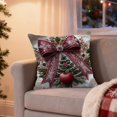 thumbnail image 1 of Christmas Pillow Covers 17.7x17.7 Inches Bow Decorative Pillow Cover Holiday Cases for Sofa Couch Bed Living Room Decor Festive Seasonal Home Accents Throw Pillow Covers Clearance, 1 of 6