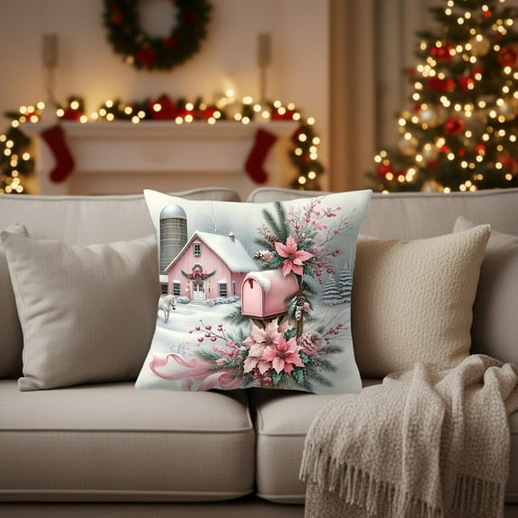 Christmas Pillow Covers 17.7x17.7 Inches Decorative Pillow Cases With Soft Fabric Hidden Zipper For Home Decor