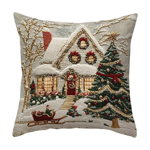 Christmas Pillow Covers 17.7x17.7 Inches Decorative Pillow Cases with Soft Fabric Hidden Zipper for Home Decor