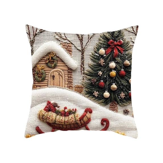 Christmas Pillow Covers 17.7x17.7 Inches Decorative Square Pillowcase Cotton Fabric Hidden Zipper for Holiday Decor 1 Pack