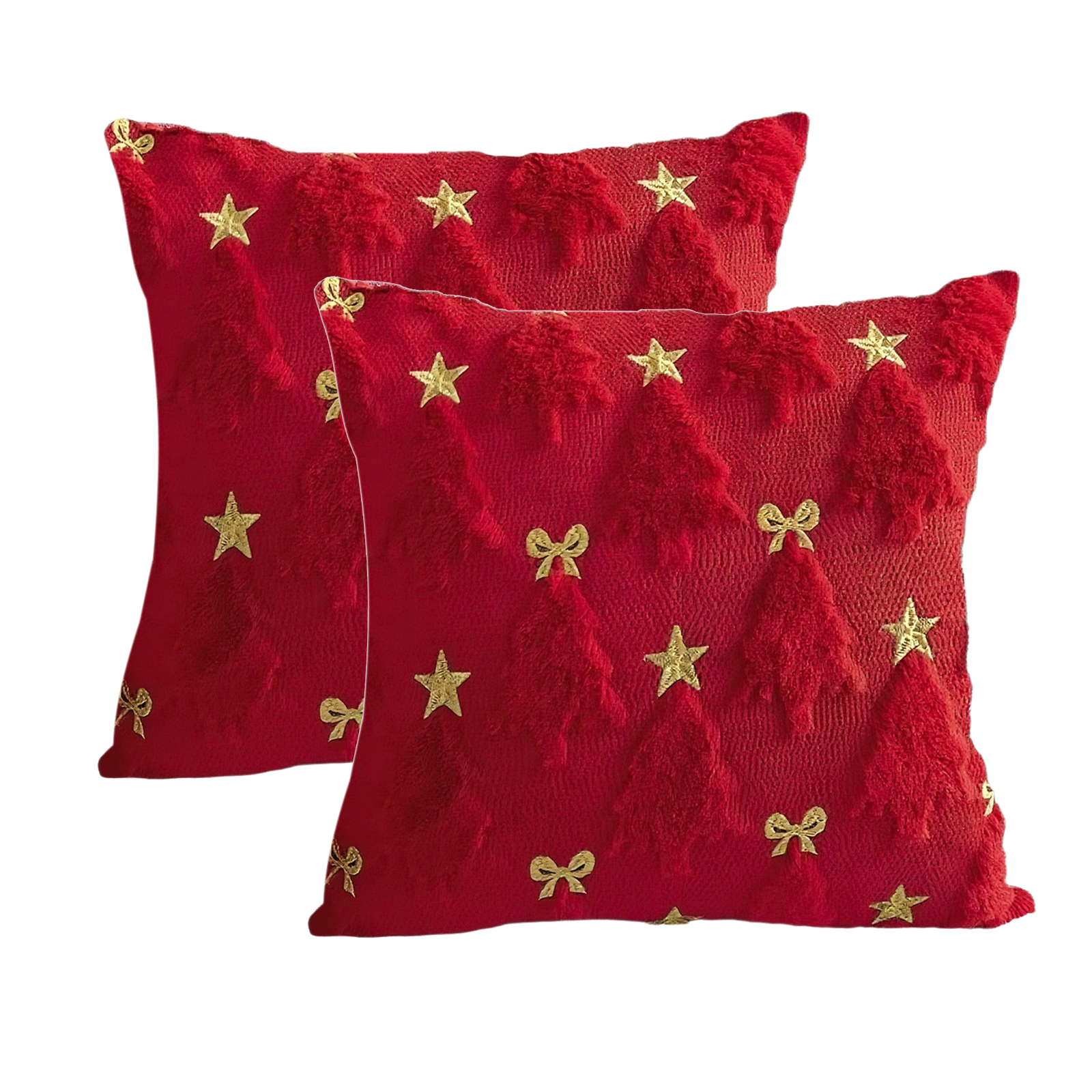 Christmas Pillow Covers 18 x 18 inch Set of 2 Red Christmas Tree Pillow ...