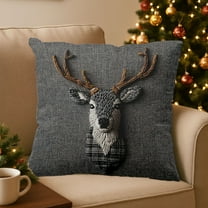 Christmas Pillow Covers 18"x18" Dark Gray Reindeer Throw Pillow Covers Xmas Pillow Cases for Sofa Couch Living Room Home Christmas Decorations