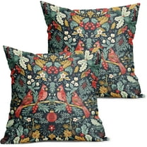 Christmas Pillow Covers 18X18 Inch Cardinal Red Birds Berry Leaves Decorative Pillow Cases Set of 2 Xmas Holiday Throw Pillows Home Decor for Sofa Couch Cushion Outdoor
