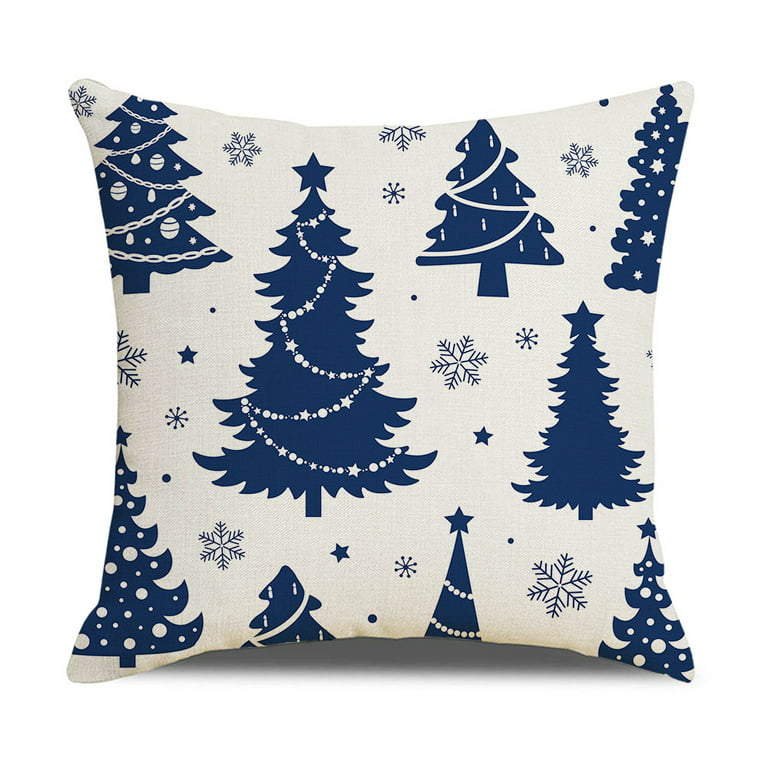 4pcs Blue Christmas Pillow Cases, Farmhouse Christmas Ornaments Merry  Christmas Tree Snowflake Elk Decorative Cushions For Home Sofa, 45x45cm,  Set Of 4, Pillow Insert Not Included