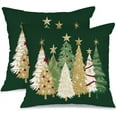 thumbnail image 1 of Christmas Pillow Covers 18X18 Set of 2,Watercolor Christmas Tree Stars Decoration Holiday Farmhouse Winter Pillow Case for Sofa Couch Decor（Green） AA366-18-2, 1 of 6
