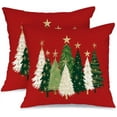 thumbnail image 1 of Christmas Pillow Covers 18X18 Set of 2,Watercolor Christmas Tree Stars Decoration Holiday Farmhouse Winter Pillow Case for Sofa Couch Decor（Red）, 1 of 5