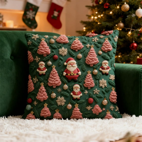 Christmas Pillow Covers 18x18 Christmas Tree Pillow Covers Plush Faux Fur Soft Cushion Case for Winter Xmas Holiday Home Bedroom Sofa Decors