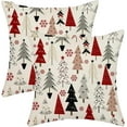 thumbnail image 1 of Christmas Pillow Covers 18x18 Inch 2 Pcs Red Black Geometric Christmas Tree Decor Throw Pillows Winter Snowflakes Xmas Farmhouse Decorations Pillowcase Linen Cushion Cover for Couch Sofa Bed, 1 of 3