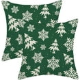 thumbnail image 1 of Christmas Pillow Covers 18x18 Inch 2 Pcs Sage Green Cream Christmas Tree Decor Throw Pillows Winter Snowflakes Xmas Holiday Farmhouse Decorations Pillowcase Linen Cushion Cover for Couch Sofa, 1 of 6
