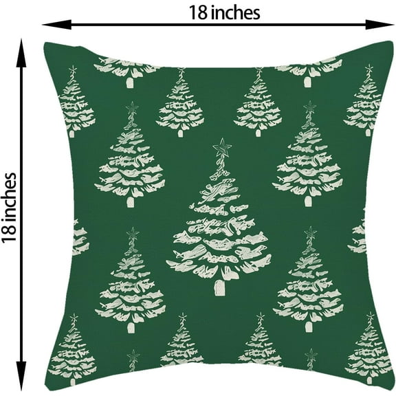 Christmas Pillow Covers 18x18 Inch 2 Pcs Sage Green Cream Christmas Trees Decor Throw Pillows Winter Xmas Holiday Outdoor Farmhouse Decoration Pillowcase Linen Cushion Cover for Couch Sofa Bed