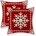 thumbnail image 1 of Christmas Pillow Covers 18x18 Inch 2 Pcs Vintage Red Snowflake Decor Throw Pillows Winter Xmas Holiday Outdoor Farmhouse Decoration Pillowcase Linen Cushion Cover for Couch Sofa Bed, 1 of 6