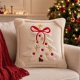 thumbnail image 1 of Christmas Pillow Covers, 18x18 Inch Christmas Embroidered Bow Tree Pillow Cover, Plush Tufted Christmas Tree Pillow Covers, Fall Decor Cute Festive Cushion Covers Durable, 1 of 6