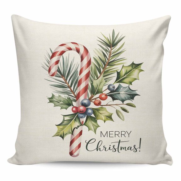 Christmas Pillow Covers 18x18 Inch Decorative Throw Pillow Cover, Xmas Snowflake Botanical Winter Rustic Sofa Pillowcases Accent Cushion Case Home Decor Bedroom Living Room