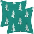 thumbnail image 1 of Christmas Pillow Covers 18x18 Inch Set of 2 Aqua Teal Cream Christmas Tree Decor Throw Pillows Winter Xmas Holiday Outdoor Cushion Cases for Couch Bed Decorations, 1 of 6