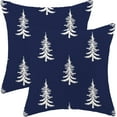 thumbnail image 1 of Christmas Pillow Covers 18x18 Inch Set of 2 Navy Blue Cream Christmas Tree Decor Throw Pillows Winter Xmas Holiday Outdoor Cushion Cases for Couch Bed Decorations, 1 of 6