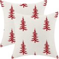 thumbnail image 1 of Christmas Pillow Covers 18x18 Inch Set of 2 Red Grey Christmas Tree Decor Throw Pillows Winter Xmas Holiday Outdoor Cushion Cases for Couch Bed Decorations, 1 of 6