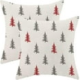 thumbnail image 1 of Christmas Pillow Covers 18x18 Inch Set of 2 Red Grey Christmas Tree Decor Throw Pillows Winter Xmas Holiday Outdoor Cushion Cases for Couch Bed Decorations, 1 of 1