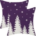 thumbnail image 1 of Christmas Pillow Covers 18x18 Inch Set of 2 Violet Purple Cream Christmas Tree Snowflakes Decor Throw Pillows Winter Xmas Holiday Outdoor Cushion Cases for Couch Bed Decorations, 1 of 6