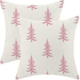 thumbnail image 1 of Christmas Pillow Covers 18x18 Inch Set of 2 White Pink Christmas Tree Decor Throw Pillows Winter Xmas Holiday Outdoor Cushion Cases for Couch Bed Decorations, 1 of 6