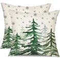 thumbnail image 1 of Christmas Pillow Covers 18x18 Inch Set of 2 White Snowflake and Christmas Tree Decorative White Throw Pillows Winter Christmas Decor for Home Couch 44A, 1 of 6
