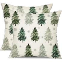 Christmas Pillow Covers 18x18 Inch Set of 2 White Snowflake and Christmas Tree Decorative White Throw Pillows Winter Christmas Decor for Home Couch 44C