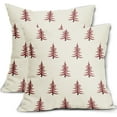 thumbnail image 1 of Christmas Pillow Covers 18x18 Inch Set of 2 Xmas Tree Forest Green Cream Decorative Throw Pillowcases Outdoor Winter Farmhouse Holiday Cushion Cases Decor for Sofa Couch Bed, 1 of 6