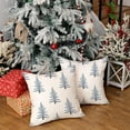 thumbnail image 1 of Christmas Pillow Covers 18x18 Inch Set of 2, Xmas Trees White Farmhouse Decorative Throw Pillowcases for Home Sofa Couch Cushion Decoration (Green Trees) GW03-18, 1 of 5