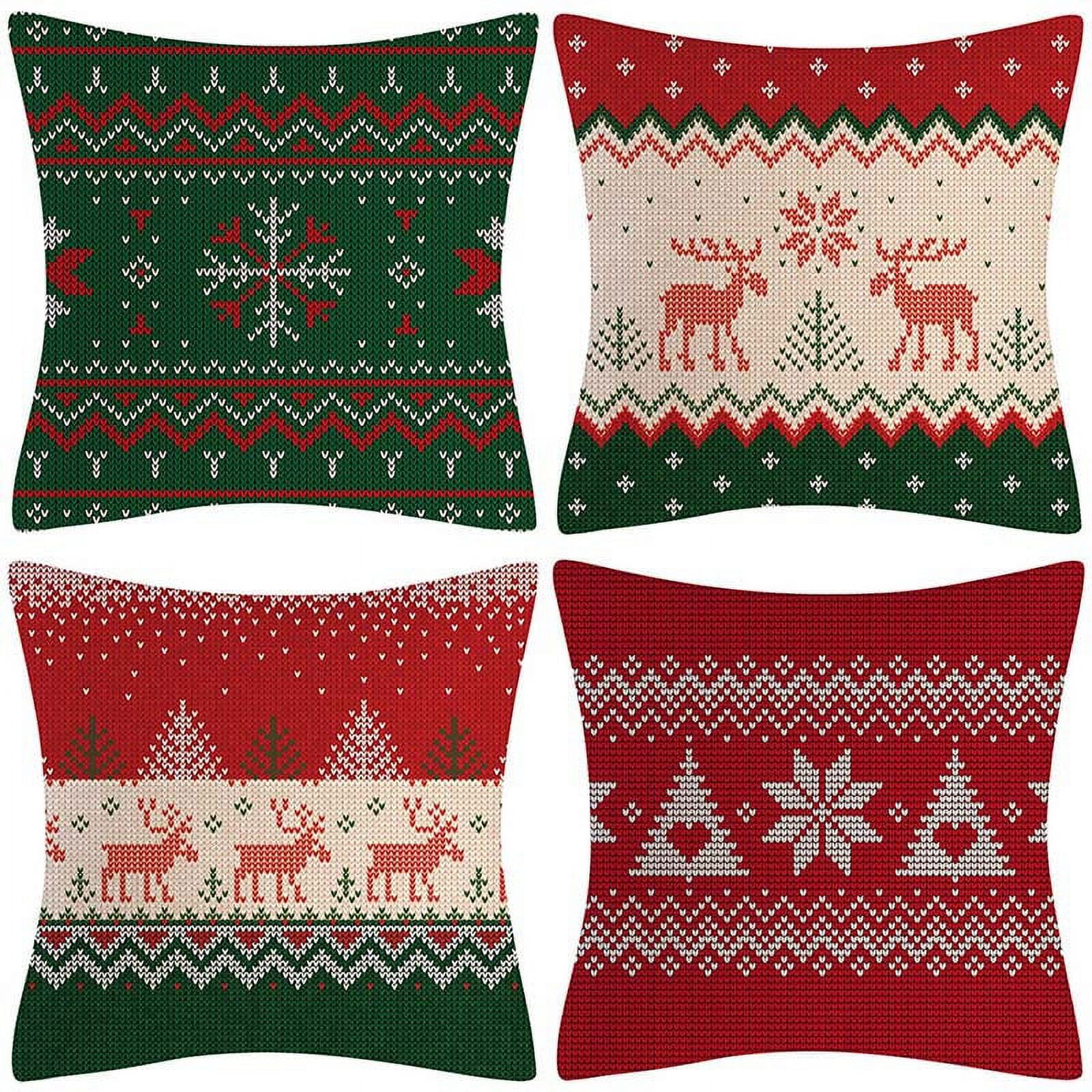 Christmas Pillow Covers 18x18 Inch Set of 4 Farmhouse Pillow Covers