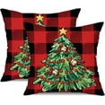 thumbnail image 1 of Christmas Pillow Covers 18x18 Inch Set of 2 Christmas Tree Decorative Black Red Buffalo Plaid Throw Pillows Winter Christmas Decor for Home Couch 37, 1 of 6