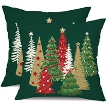 Christmas Pillow Covers 18x18 Inch Set of 2 Christmas Tree Decorative Green Throw Pillows Winter Christmas Decor for Home Couch
