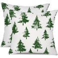 thumbnail image 1 of Christmas Pillow Covers 18x18 Inch Set of 2 Green Christmas Tree Decorative White Throw Pillows Winter Christmas Decor for Home Couch ST-011B18, 1 of 6