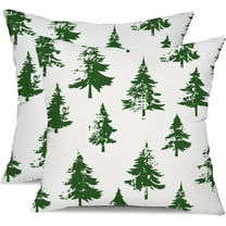 Christmas Pillow Covers 18x18 Inch Set of 2 Green Christmas Tree Decorative White Throw Pillows Winter Christmas Decor for Home Couch ST-011B18