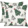 thumbnail image 1 of Christmas Pillow Covers 18x18 Inch Set of 2 Green Christmas Tree Decorative White Throw Pillows Winter Christmas Decor for Home Couch ST-012B18, 1 of 6