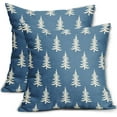 thumbnail image 1 of Christmas Pillow Covers 18x18 Set of 2 Blue Xmas Tree Rustic Style Winter Print Decorative Outdoor Pillowcases Holiday Decorations Throw Cushion Case Decor for Couch Sofa Bed, 1 of 6