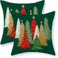thumbnail image 1 of Christmas Pillow Covers 18x18 Set of 2 Christmas Decor Linen Pillowcase Winter Christmas Decorative Green Throw Pillows Christmas Tree Stars Holiday Decor Outdoor Cushion Covers for Couch Home, 1 of 6