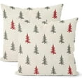 thumbnail image 1 of Christmas Pillow Covers 18x18 Set of 2, Christmas Tree White Throw Pillow Covers Linen Farmhouse Vintage Winter Christmas Decor Cushion Case Christmas Home decor For Couch Sofa Indoor Outdoor, 1 of 6
