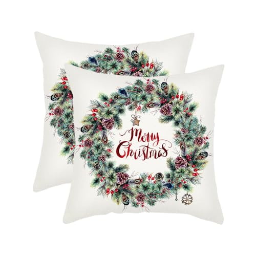 Christmas Pillow Covers 18x18 Set of 2 Farmhouse Throw Pillow Covers